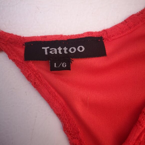 2 / $30.00 - Tattoo Ladies Orange Sleeveless Round Neck Fitted Dress - Picture 3 of 7